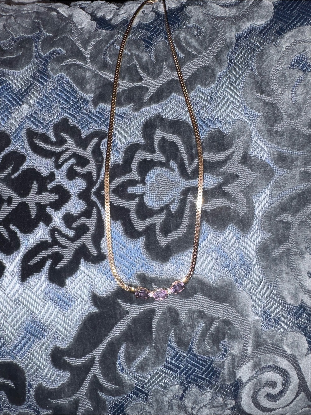 Vintage Avon Gold-Tone Necklace with Purple Crystal Accents